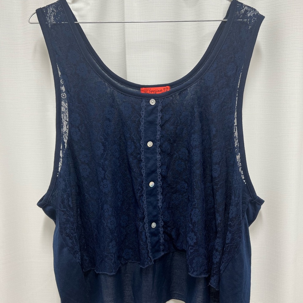 Navy Lace Sleeveless Top